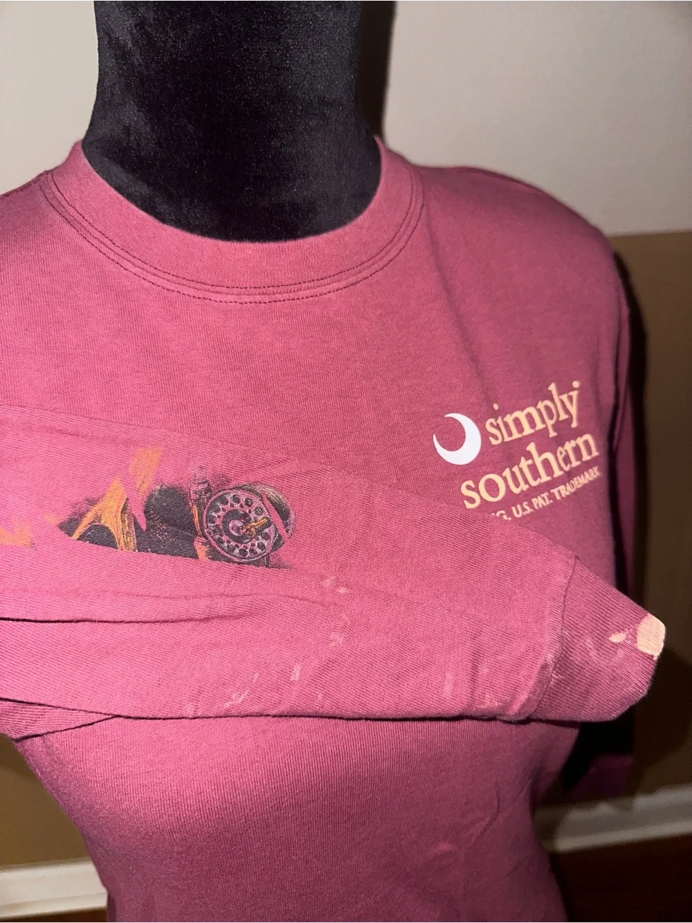 Simply Southern Maroon Long Sleeve Tee with Black Labrador Sunset Graphic